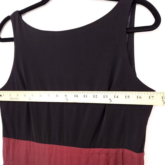 SL Fashions Party Dress Size 12 Pleated Pockets Red Black Sleeveless Open Back - Picture 10 of 13